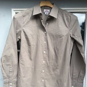 J. Crew Taupe Haberdashery Button-Down Top Sz M